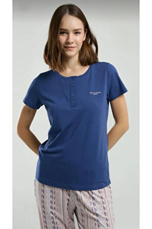 Kadın Kısa Kol Cepli Pijama Takım -8956