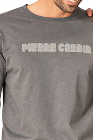 6093 Erkek Gri Uzun Kollu Bisiklet Yaka Pijama Takımı