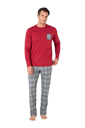 Erkek Uzun Kollu Bisiklet Yaka Pijama Takım 6107