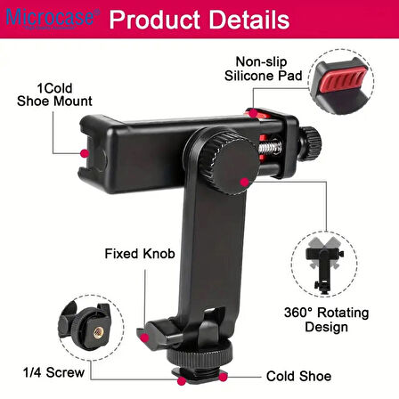 Microcase Çok Amaçlı Döner Başlıklı Telefon Tutucu Parça - SİYAH AL4981