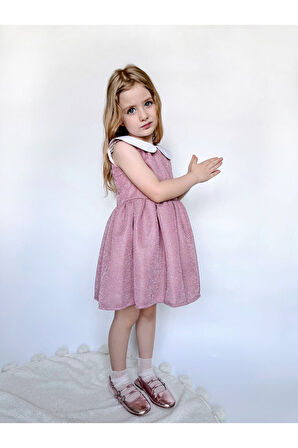 Shiny Simli Bebe Yakalı Çocuk Elbisesi