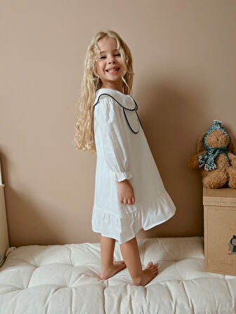 Celine kelebek yaka keten elbise