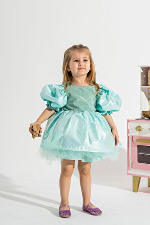 Mermaid Parlak Kız Çocuk Parti Elbisesi