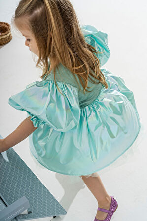 Mermaid Parlak Kız Çocuk Parti Elbisesi