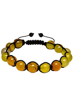 Sertifikalı Açık Turuncu Akik Taşı Bileklik - Makrome