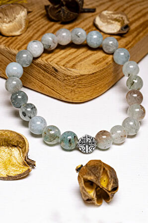 Sertifikalı Aaa+ Kalite Açık Mavi Akik Taşı Bileklik - Gümüş Aparatlı