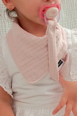3'lü %100 Pamuk 8 Katlı Müslin Emzik Askılı Kız Erkek Bebek Salya Ve Mama Önlüğü * Pembe*Mavi*Beyaz