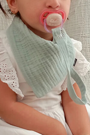 3'lü %100 Pamuk 8 Katlı Müslin Emzik Askılı Kız Erkek Bebek Salya Ve Mama Önlüğü * Pembe*Mavi*Beyaz