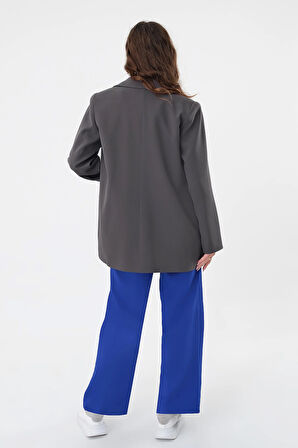 Antrasit Çift Düğmeli Blazer Ceket