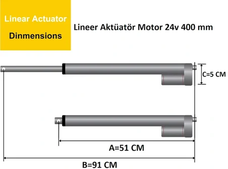 Lineer Aktüatör Motor 24v 400 mm (16 INCH)