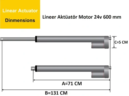 Lineer Aktüatör Motor 24v 600 mm 24 (INCH)