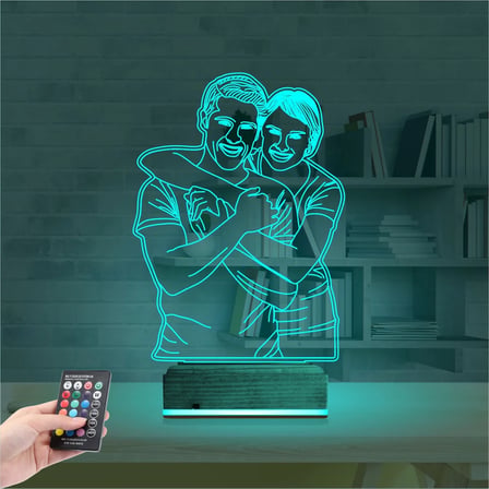 Çizim Kişiye Özel Fotoğraflı 3D Lamba - Masa Gece Lambası