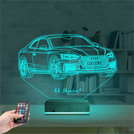 Spor Araba Audi Kişiye Özel 3D Lamba - Masa Gece Lambası