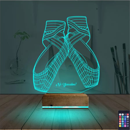 Balerin Bale Ayakkabısı Kişiye Özel 3D Lamba - Masa Gece Lambası