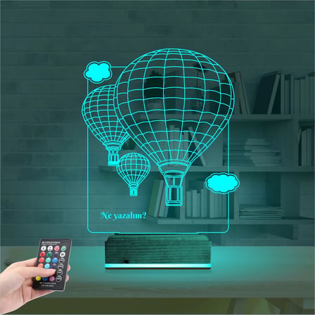 Uçan Balon Kişiye Özel 3D Lamba - Masa Gece Lambası