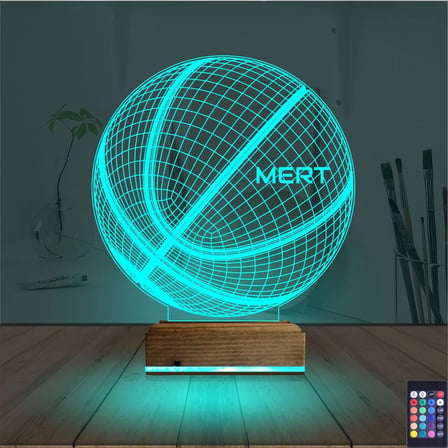 Basketbol Topu Kişiye Özel 3D Lamba - Masa Gece Lambası
