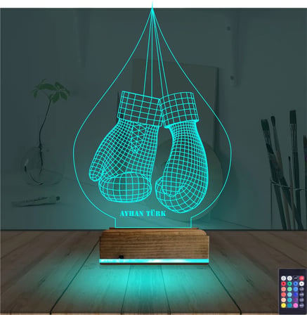 Box Boks Boksör Kişiye Özel 3D Lamba - Masa Gece Lambası