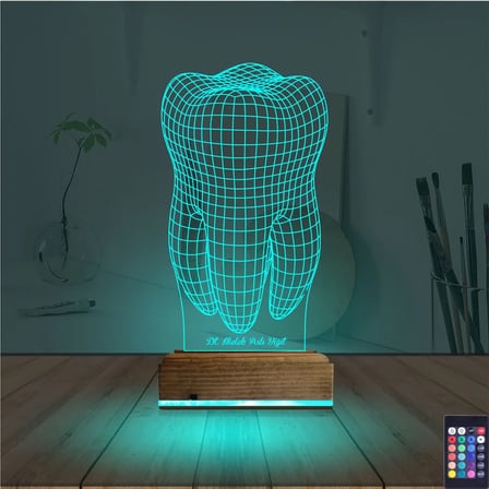 Diş Hekimi Hediye Kişiye Özel 3D Lamba - Masa Gece Lambası