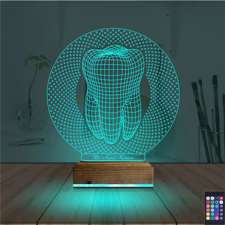 Diş Hekimi Hediye Kişiye Özel 3D Lamba - Masa Gece Lambası