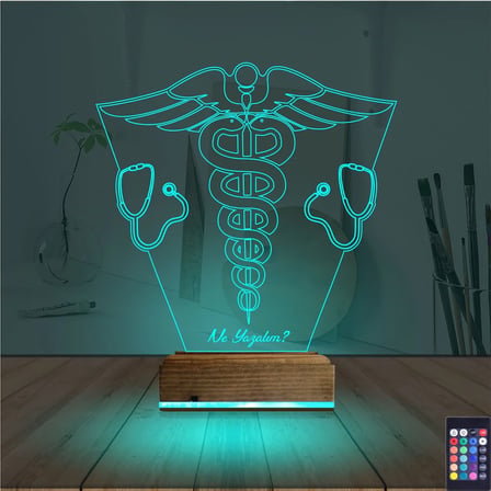 Doktor Tıp Logo Kişiye Özel 3D Lamba - Masa Gece Lambası