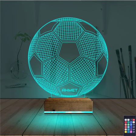 Futbol Topu Futbolcu Taraftar Kişiye Özel 3D Lamba - Masa Gece Lambası