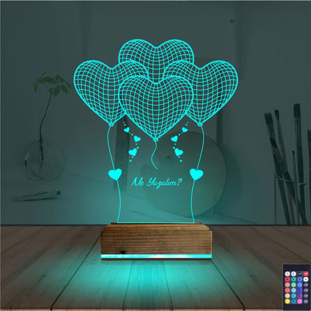 Kalp Sevgiliye Hediye Kişiye Özel 3D Lamba - Masa Gece Lambası