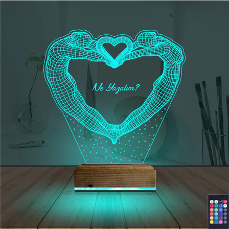 Kalp Sevgiliye Hediye Kişiye Özel 3D Lamba - Masa Gece Lambası