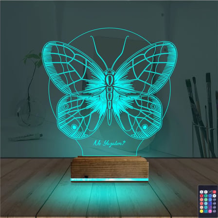 Kelebek Kişiye Özel 3D Lamba - Masa Gece Lambası