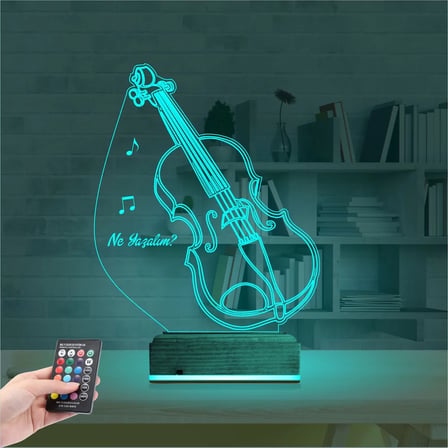 Keman Müzik Enstrüman Kişiye Özel 3D Lamba - Masa Gece Lambası