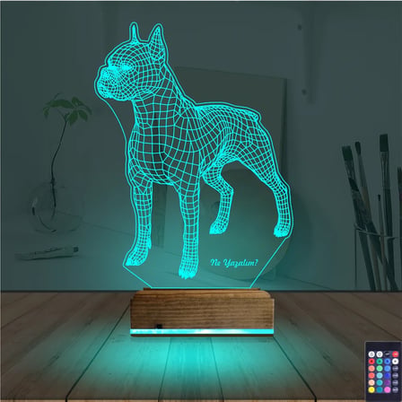 Köpek Boxer Kişiye Özel 3D Lamba - Masa Gece Lambası