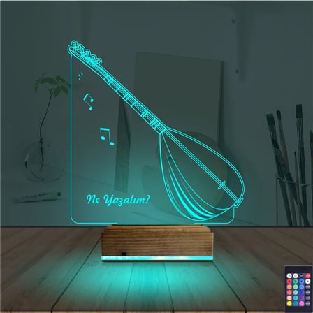 Saz Müzik Nota Kişiye Özel 3D Lamba - Masa Gece Lambası