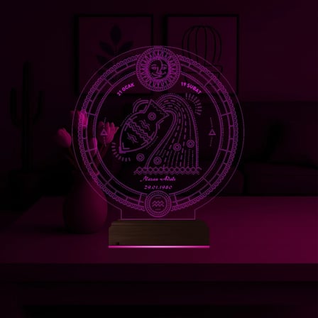 Astroloji Kova Burcu Kişiye Özel 3D Lamba - Masa Gece Lambası