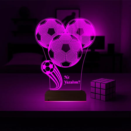 Futbol Topu Futbolcu Hediye Kişiye Özel 3D Lamba - Masa Gece Lambası