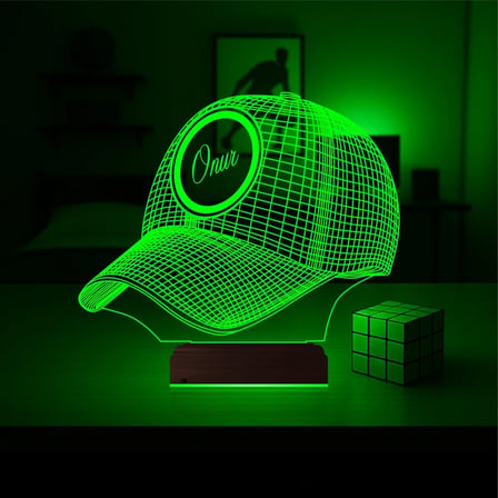 Şapka Kep Kişiye Özel 3D Lamba - Masa Gece Lambası
