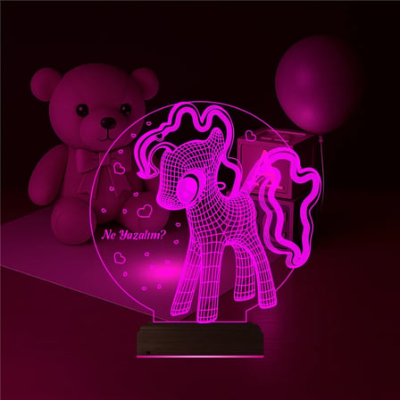Ponny At Çocuk Odası Kişiye Özel 3D Lamba - Masa Gece Lambası