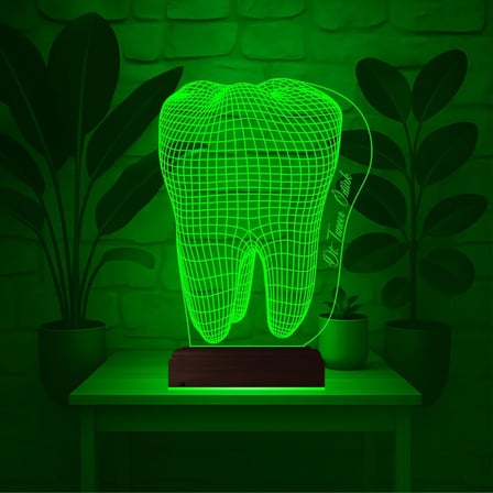 Diş Hekimi Diş Doktoru Hediye Kişiye Özel 3D Lamba - Masa Gece Lambası