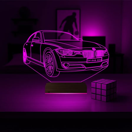 Araba Bmw Tasarım Kişiye Özel 3D Lamba - Masa Gece Lambası