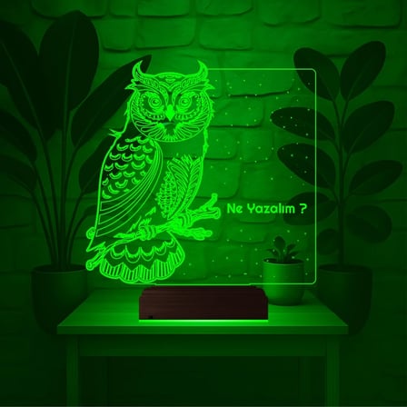 Baykuş Kuş Tasarım Kişiye Özel 3D Lamba - Masa Gece Lambası