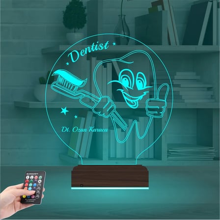 Diş Doktoru Hediye Diş Hekimi Kişiye Özel 3D Lamba - Masa Gece Lambası