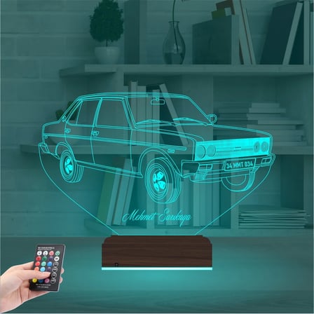 Fiat Tofaş Şahin Tofaşk Araba Kişiye Özel 3D Lamba - Masa Gece Lambası