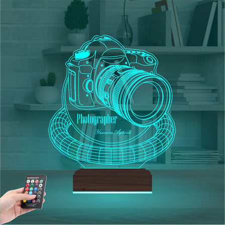Photographer Fotoğraf Makinesi Fotoğrafçı Kişiye Özel 3D Lamba - Masa Gece Lambası
