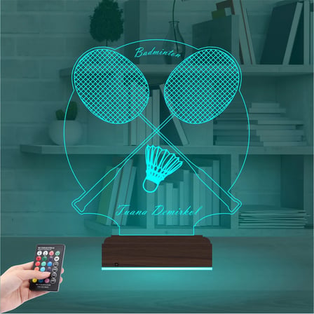 Badminton Bedminton Kişiye Özel 3D Lamba - Masa Gece Lambası