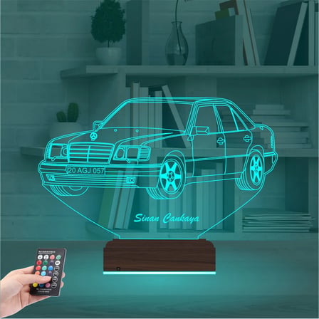 Mercedes Araba E Seri Kişiye Özel 3D Lamba - Masa Gece Lambası