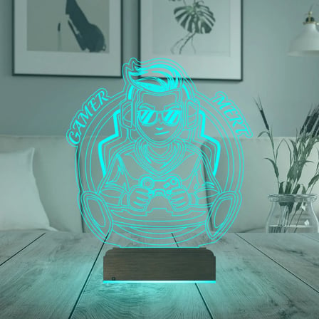 Oyuncu Gamer Tasarım Kişiye Özel 3D Lamba - Masa Gece Lambası