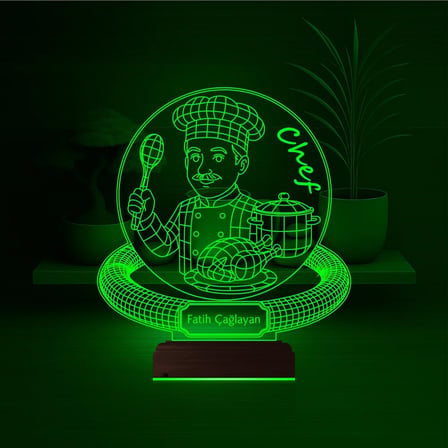 Chef Şef Aşçı Erkek Kişiye Özel 3D Lamba - Masa Gece Lambası