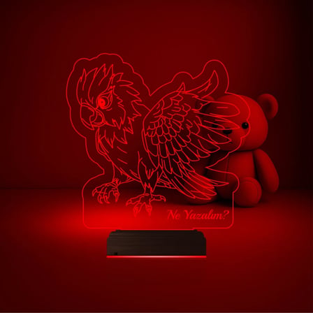 Papağan Pet Shop Kişiye Özel 3D Lamba - Masa Gece Lambası