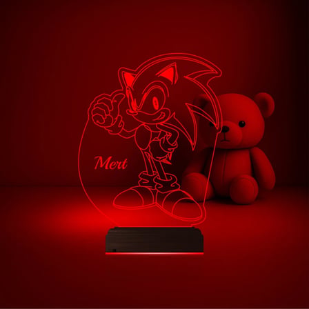 Çocuk Odası Çizgi Film Sonic Kişiye Özel 3D Lamba - Masa Gece Lambası