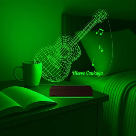 Gitar Gitarist Müzisyen Hediyesi Kişiye Özel 3D Lamba - Masa Gece Lambası