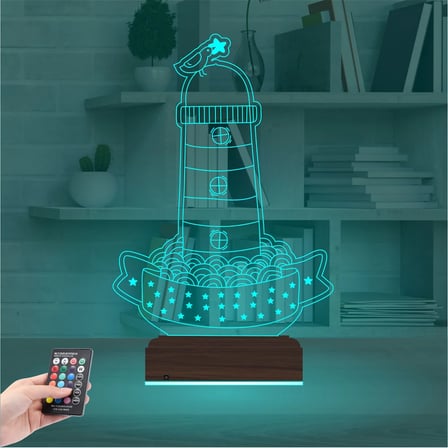 Deniz Feneri Kuş 3D Lamba - Masa Gece Lambası