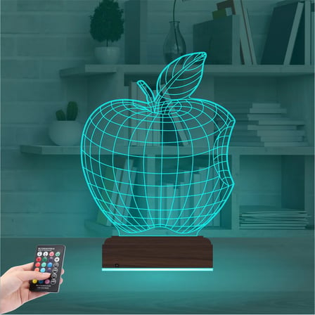 Elma Diyetisyen Temalı 3D Lamba - Masa Gece Lambası